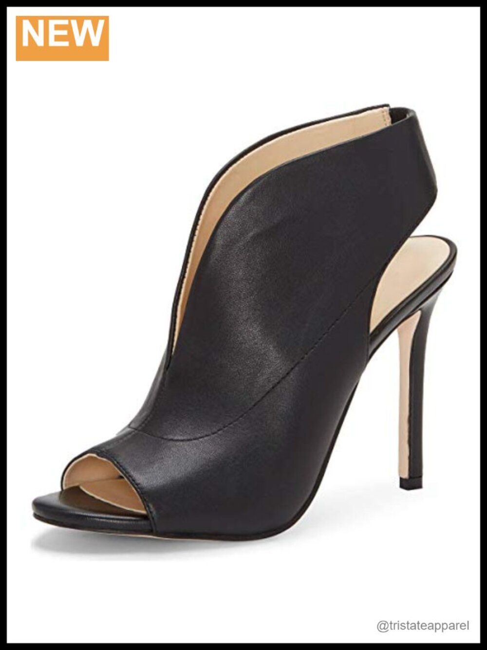 Peep Toe Slingback Stiletto High Heel Sandals Vegan Faux Leather Cutout